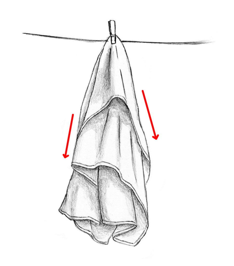 How to draw drop fold downwards