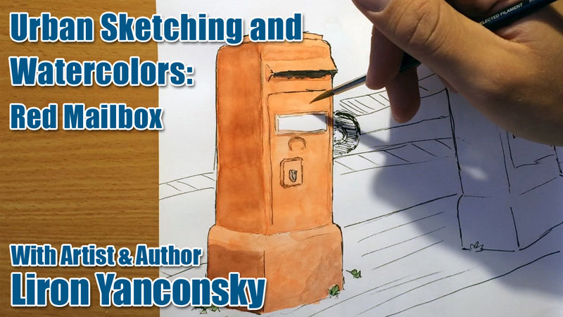 How to Paint an Urban Sketch (watercolors) – Red Mailbox