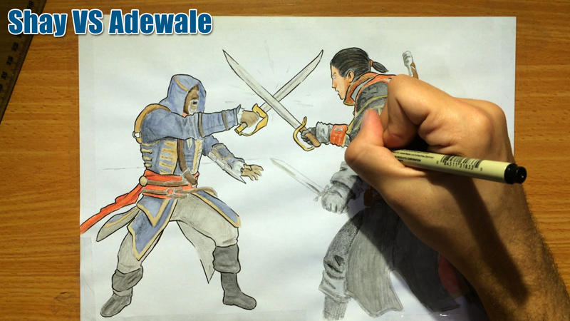 How to Draw Shay Cormac VS Adewale (AC Rogue)