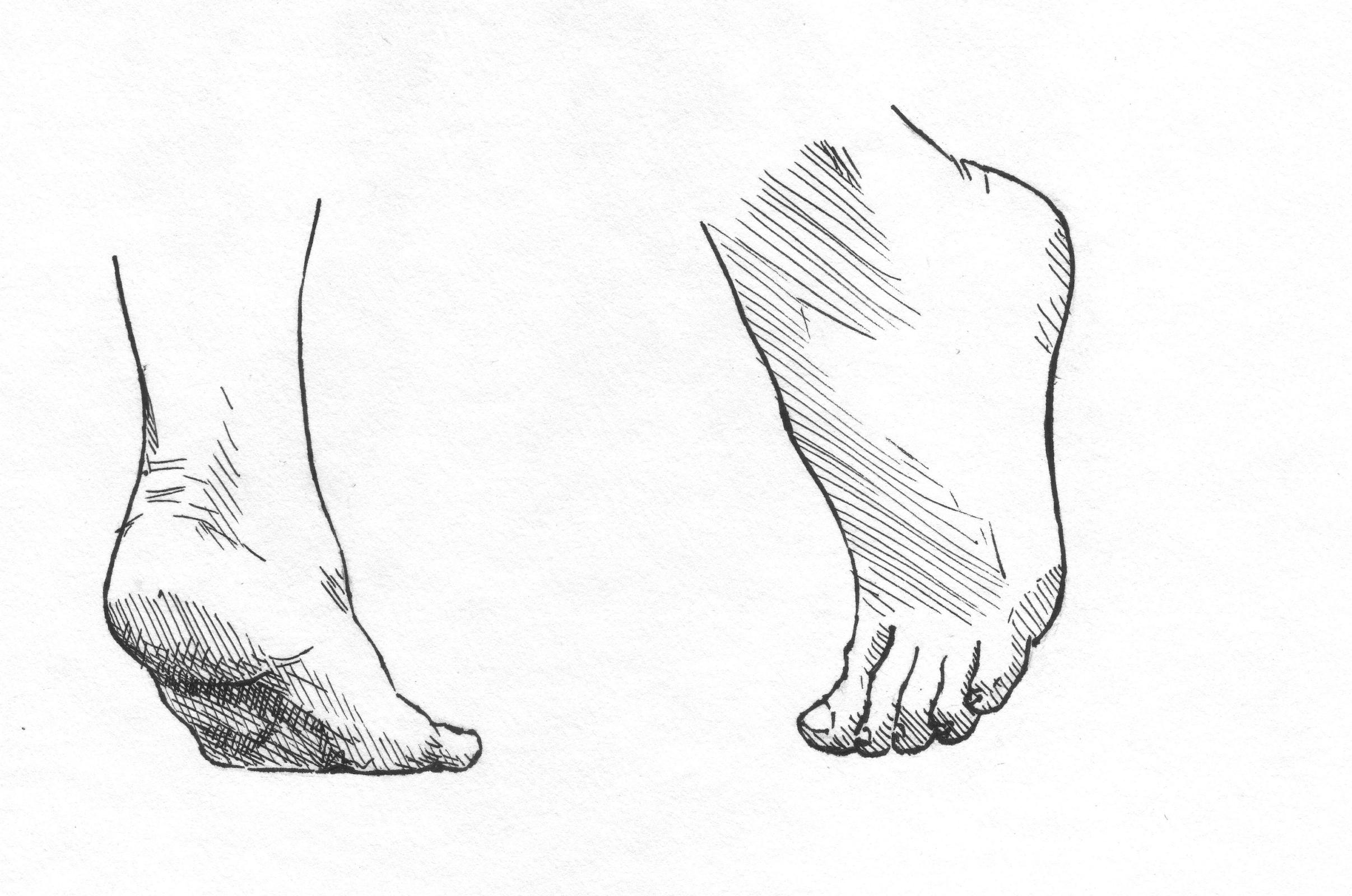 How to Sketch People book example - Sketches of feet