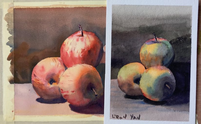 Painted the same apples after a year